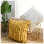 Throw Pillow Covers Fringed Cotton-Linen Hidden Zipper Pair
