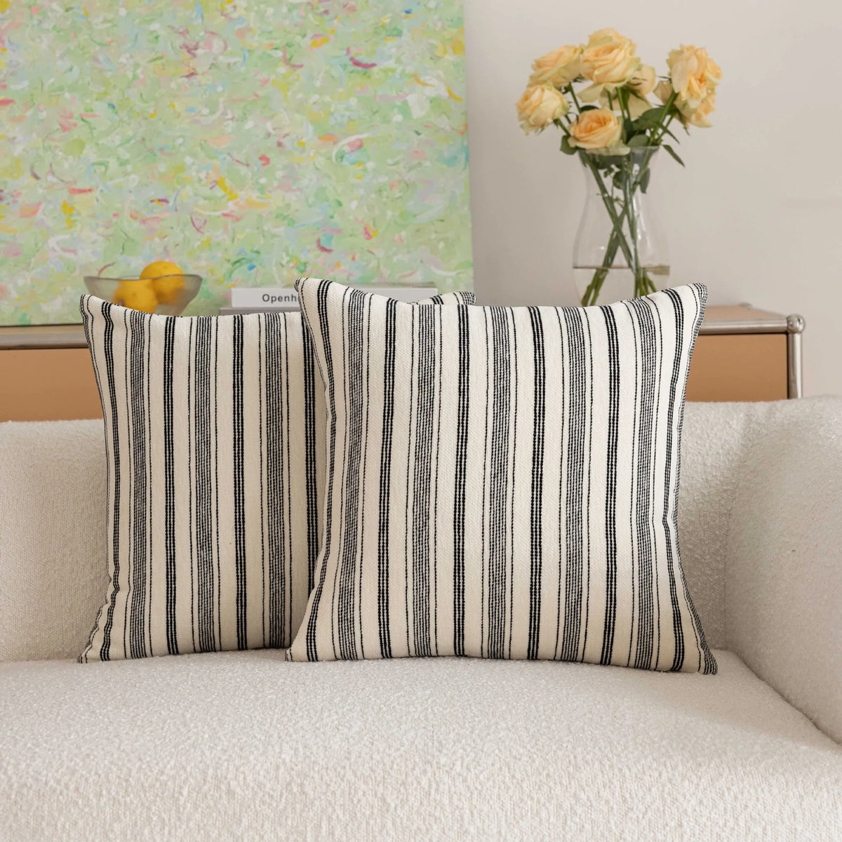 Throw Pillow Covers Striped Handwoven Cotton Set of 2