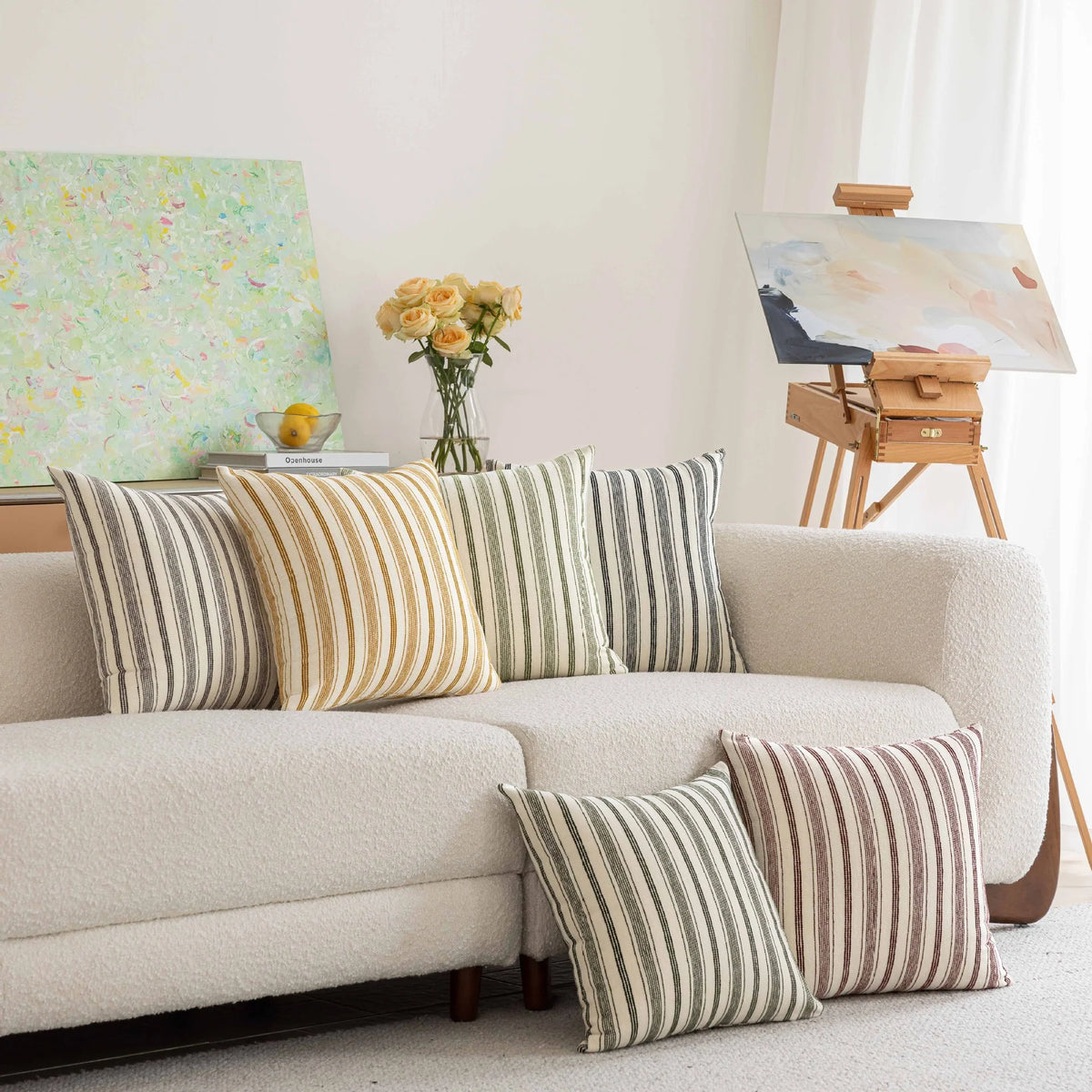 Throw Pillow Covers Striped Handwoven Cotton Set of 2