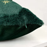 Throw Pillow Embroidered Velvet Faux-Fur Fringe