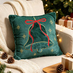 Throw Pillow Embroidered Velvet Faux-Fur Fringe