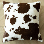 Throw Pillow Faux Cowhide Fur & Vegan Leather