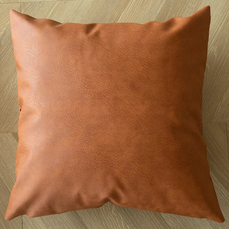 Throw Pillow Faux Cowhide Fur & Vegan Leather