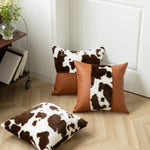 Throw Pillow Faux Cowhide Fur & Vegan Leather