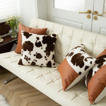Throw Pillow Faux Cowhide Fur & Vegan Leather