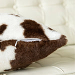 Throw Pillow Faux Cowhide Fur & Vegan Leather