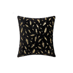 Throw Pillow Faux Fur Metallic Feather Accents Removable Cover