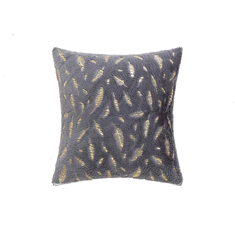 Throw Pillow Faux Fur Metallic Feather Accents Removable Cover