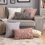 Throw Pillow Faux Fur Metallic Feather Accents Removable Cover