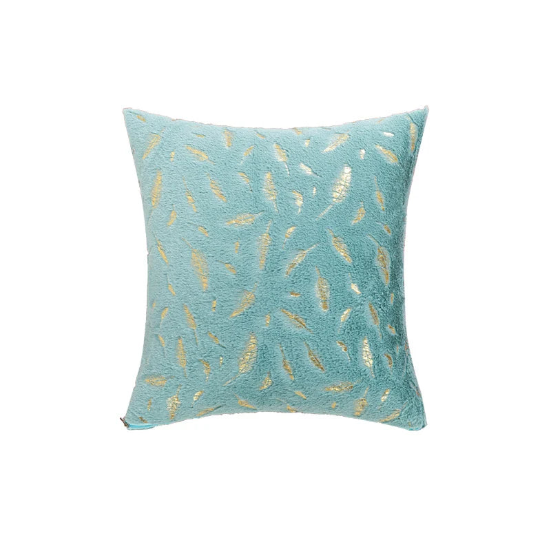 Throw Pillow Faux Fur Metallic Feather Accents Removable Cover