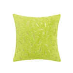 Throw Pillow Faux Fur Metallic Feather Accents Removable Cover
