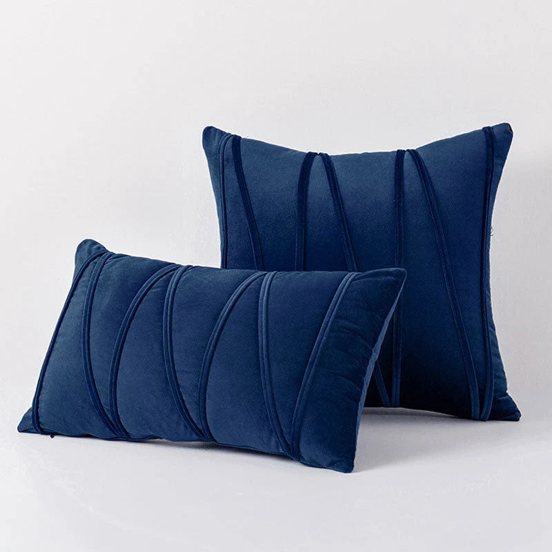 Throw Pillow Geometric Pleated Velour Removable Cover