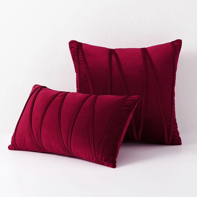 Throw Pillow Geometric Pleated Velour Removable Cover