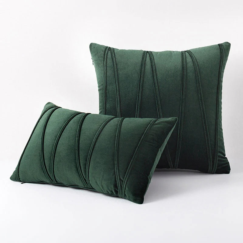 Throw Pillow Geometric Pleated Velour Removable Cover