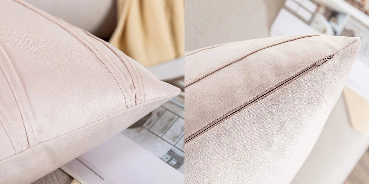 Throw Pillow Geometric Pleated Velour Removable Cover