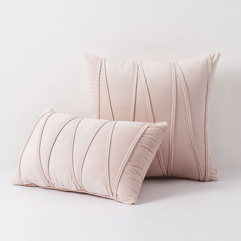 Throw Pillow Geometric Pleated Velour Removable Cover