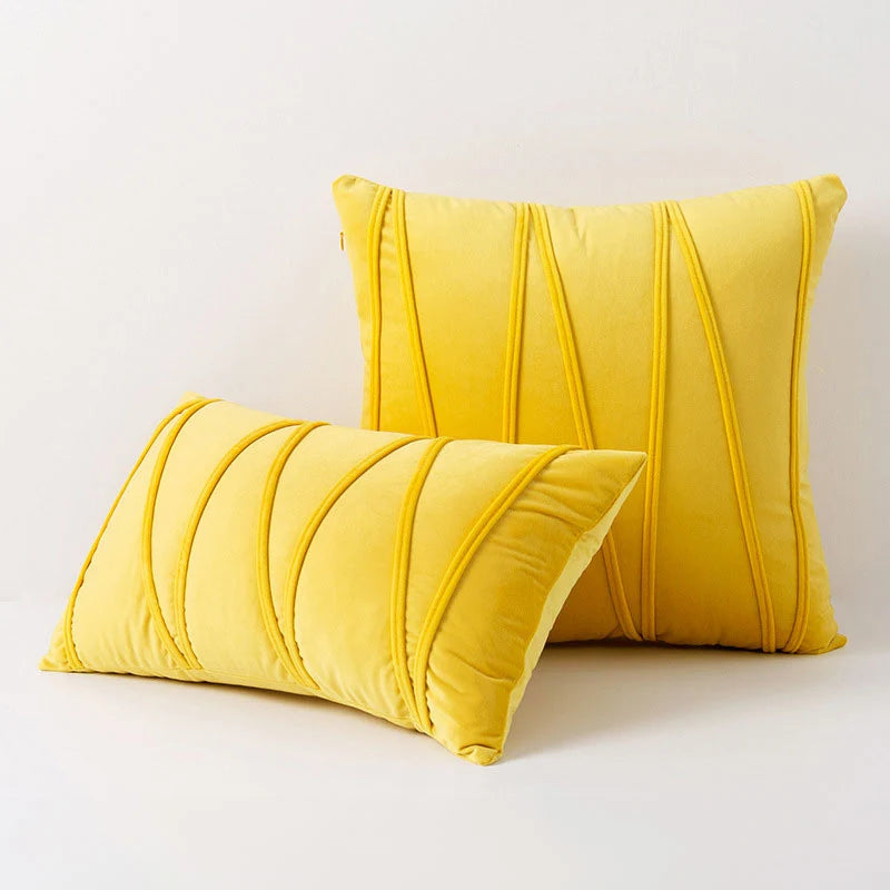 Throw Pillow Geometric Pleated Velour Removable Cover