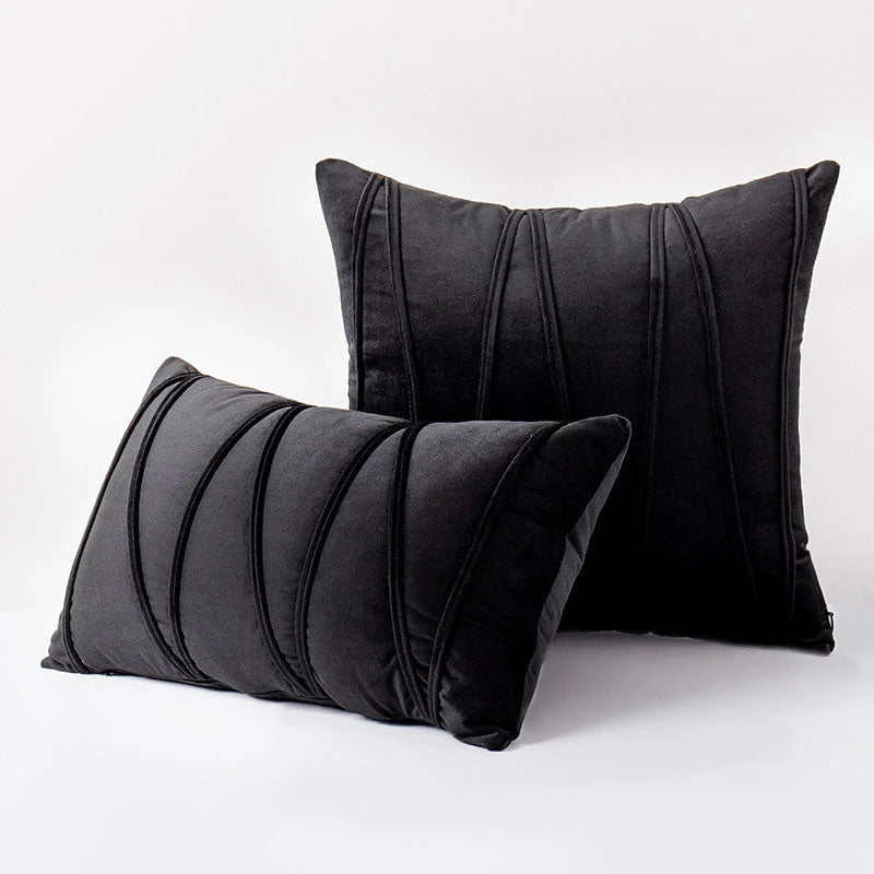 Throw Pillow Geometric Pleated Velour Removable Cover