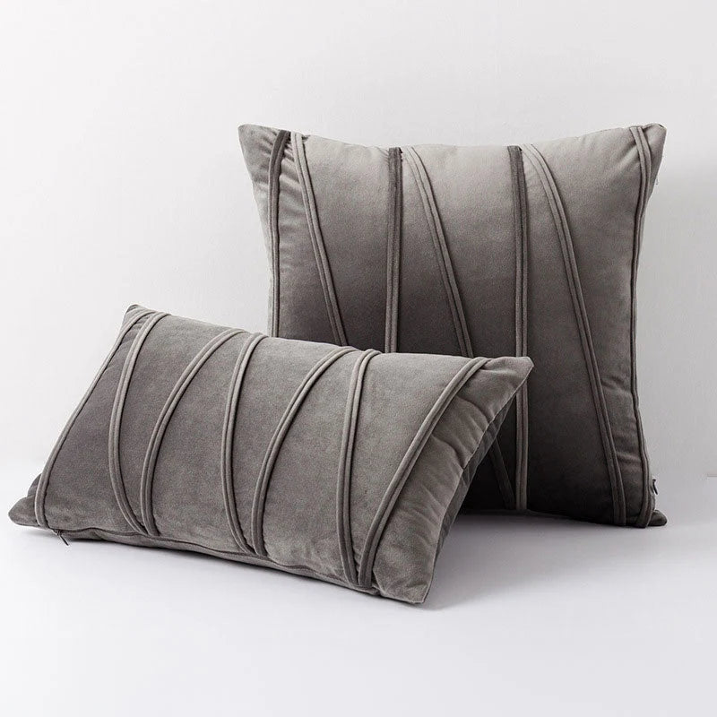 Throw Pillow Geometric Pleated Velour Removable Cover