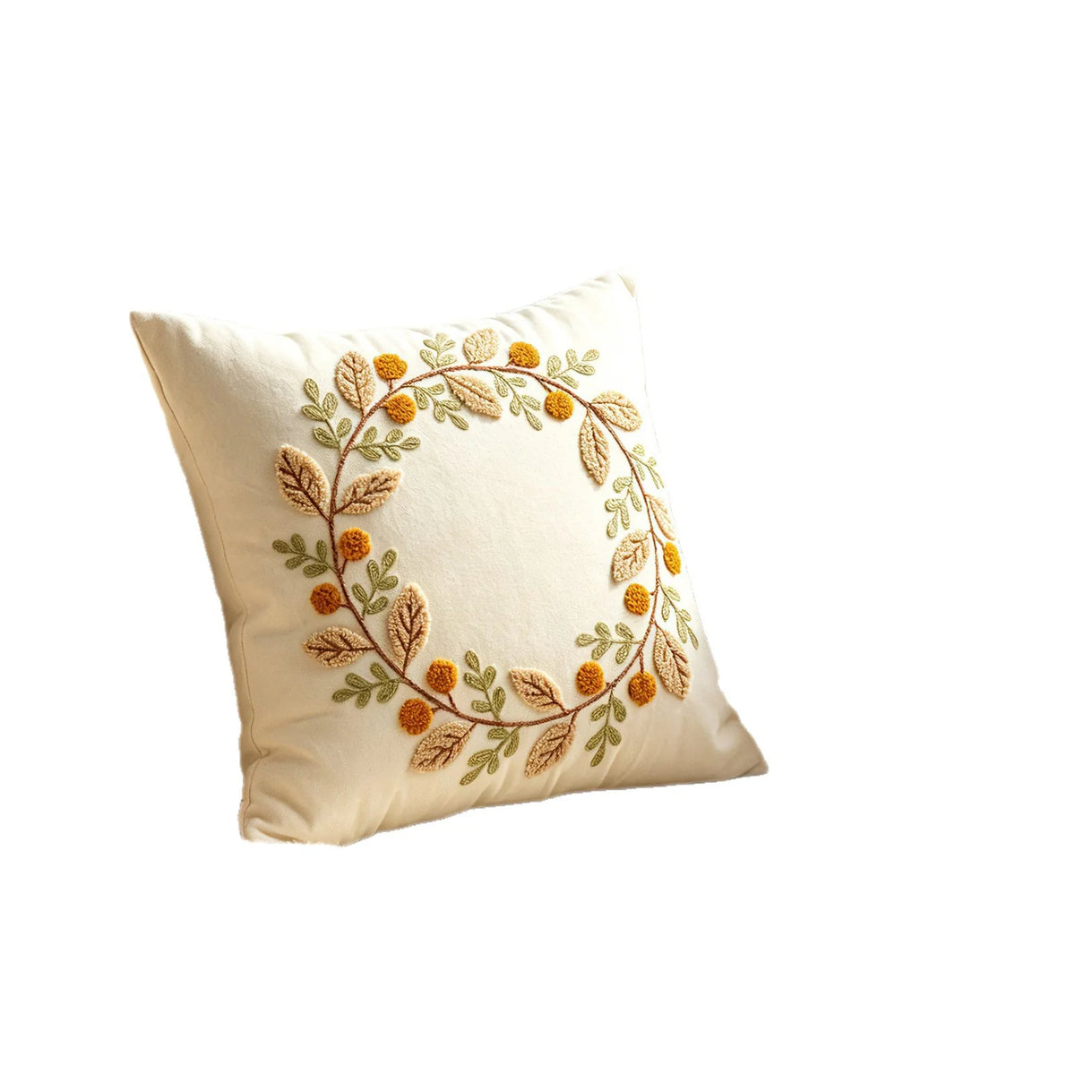 Throw Pillow Hand Embroidered Pom Accents Removable Cover