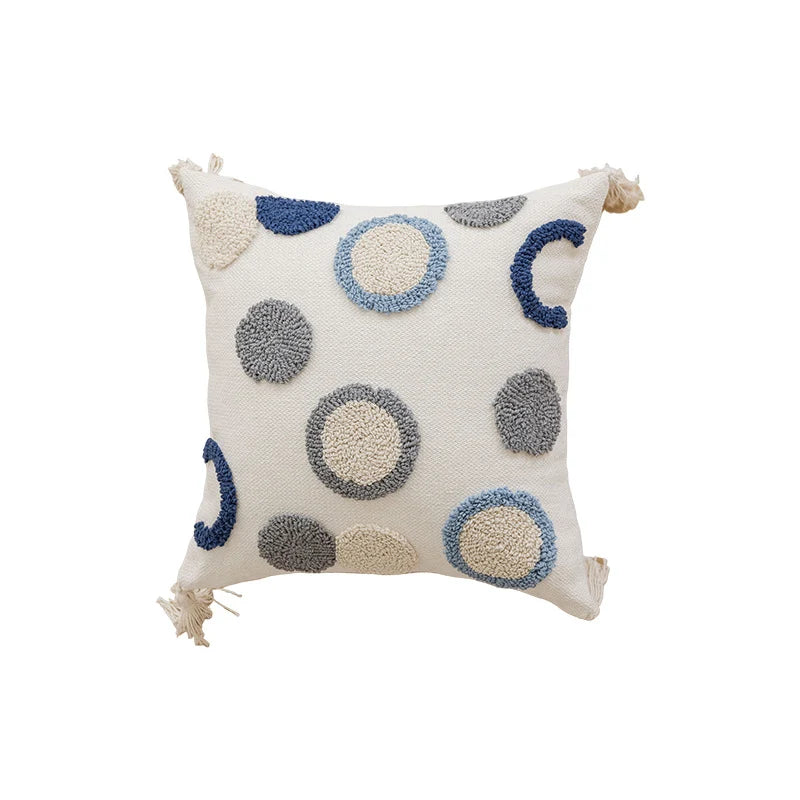 Throw Pillow Hand-Tufted Cotton-Blend Removable Cover