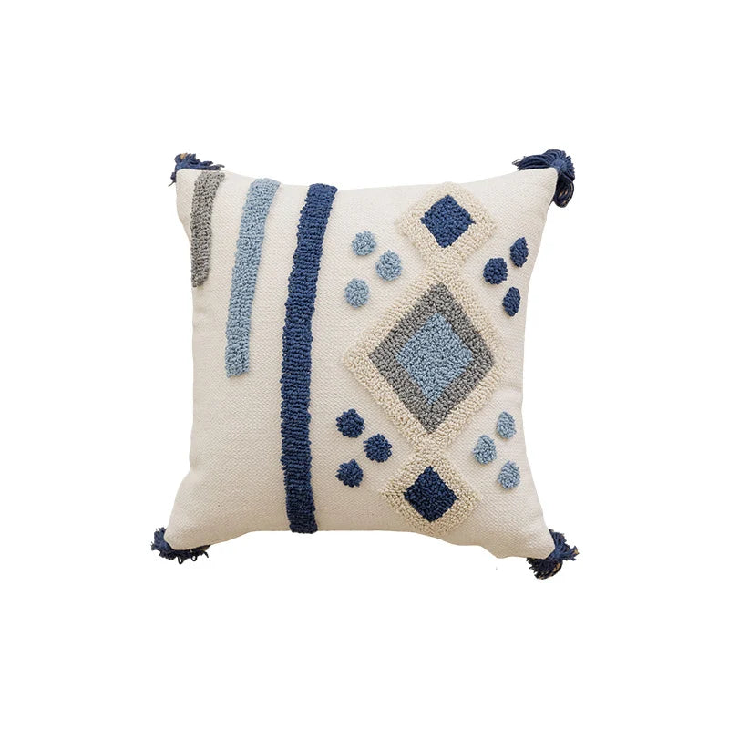 Throw Pillow Hand-Tufted Cotton-Blend Removable Cover