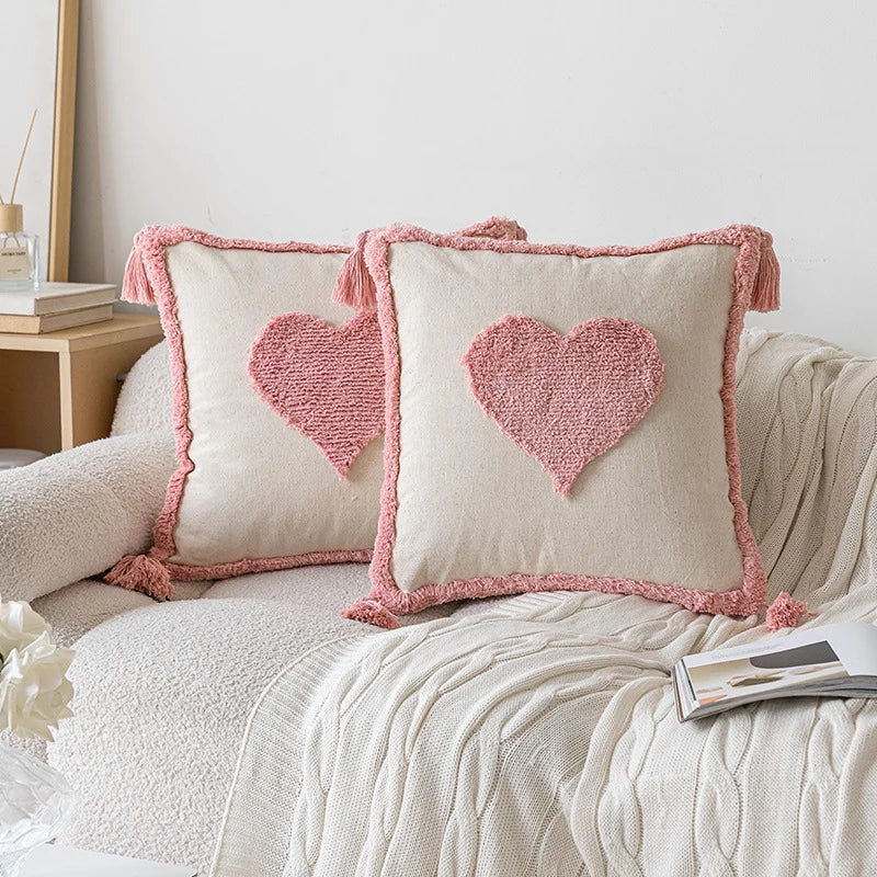 Throw Pillow Hand-Tufted Loop Pile Cotton Removable Cover