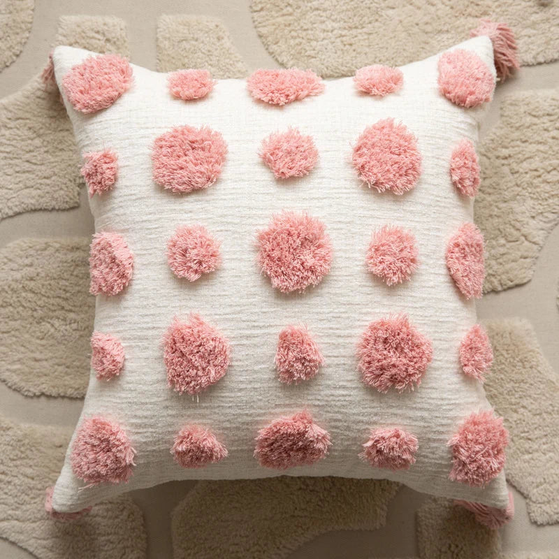 Throw Pillow Hand-Tufted Loop Pile Cotton Removable Cover