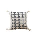 Throw Pillow Handwoven Cotton Textured Diamond Tassel Corners