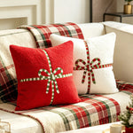 Throw Pillow High-Pile Polyester Embroidered Bow Removable Cover