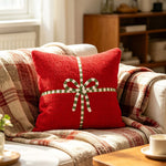 Throw Pillow High-Pile Polyester Embroidered Bow Removable Cover