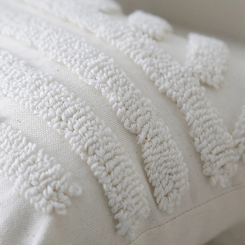 Throw Pillow High-Relief Tufted Cotton Removable Cover Corner Tassels