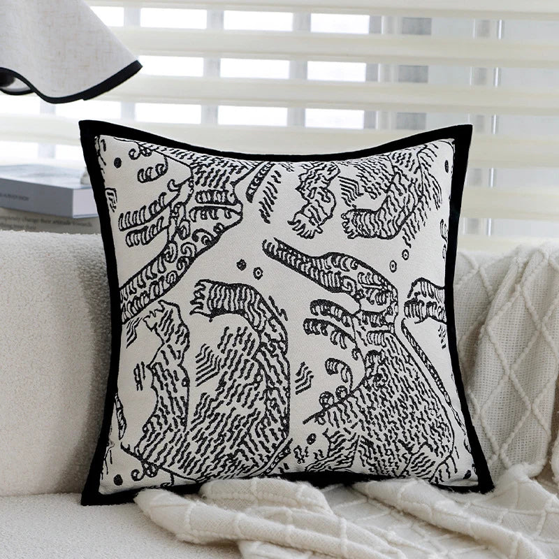 Throw Pillow Jacquard Tree Motif Removable Cover