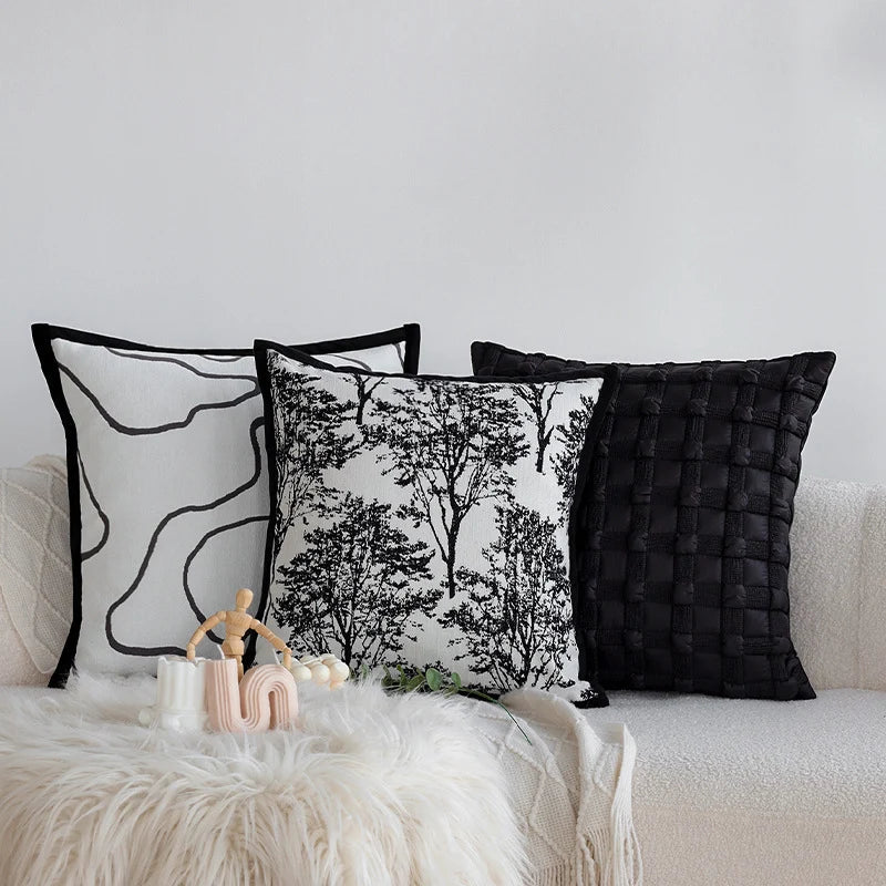 Throw Pillow Jacquard Tree Motif Removable Cover