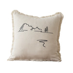 Throw Pillow Linen-Blend Embroidered Coastal 18 Inch