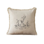 Throw Pillow Linen-Blend Embroidered Coastal 18 Inch