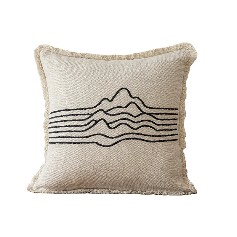 Throw Pillow Linen-Blend Embroidered Coastal 18 Inch