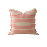 Throw Pillow Linen-Look Striped Fringed