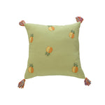 Throw Pillow Pineapple Embroidery & Multicolor Tassels