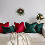 Throw Pillow Plush Velvet Contrast Piped Edge Removable Insert