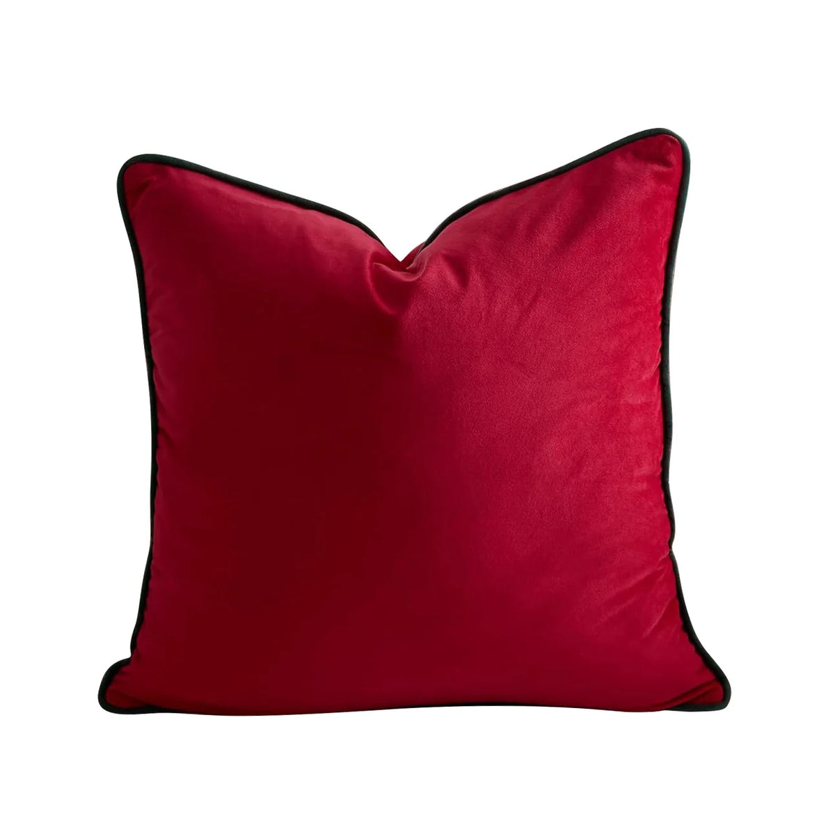Throw Pillow Plush Velvet Contrast Piped Edge Removable Insert