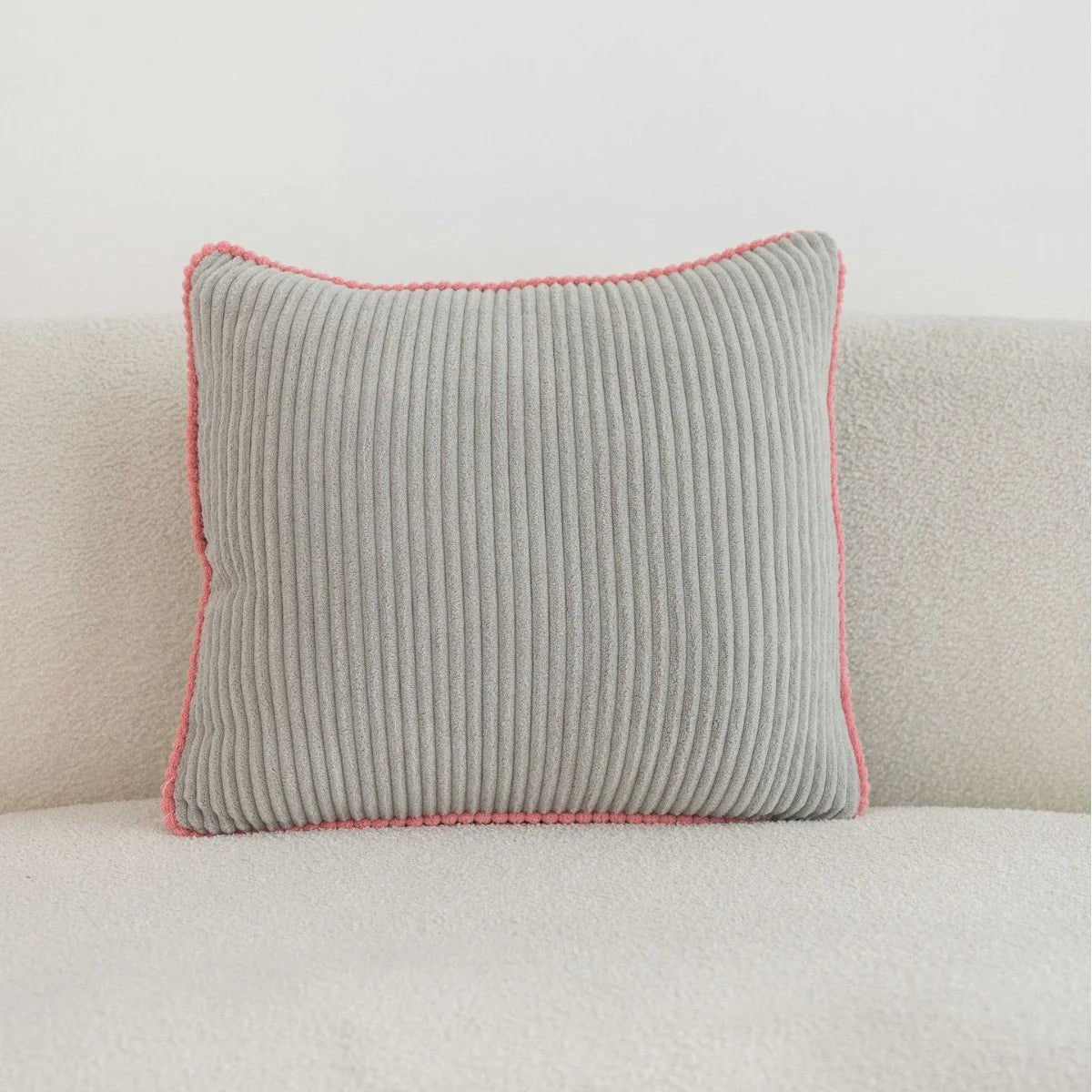 Throw Pillow Ribbed Corduroy Scalloped Edge Hidden Zipper