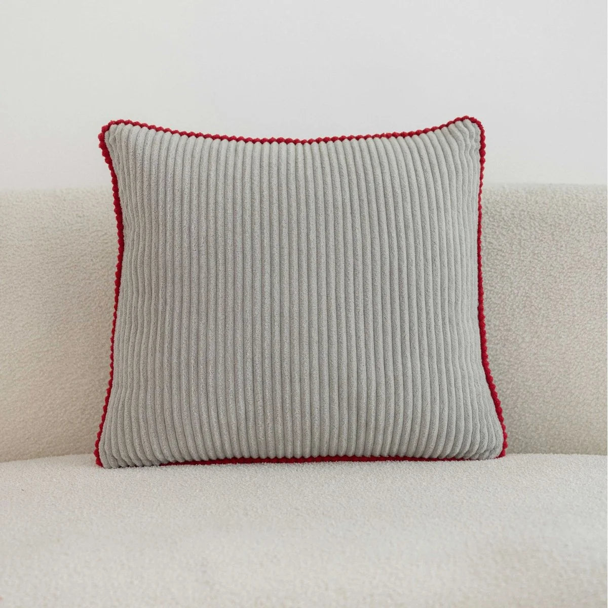 Throw Pillow Ribbed Corduroy Scalloped Edge Hidden Zipper