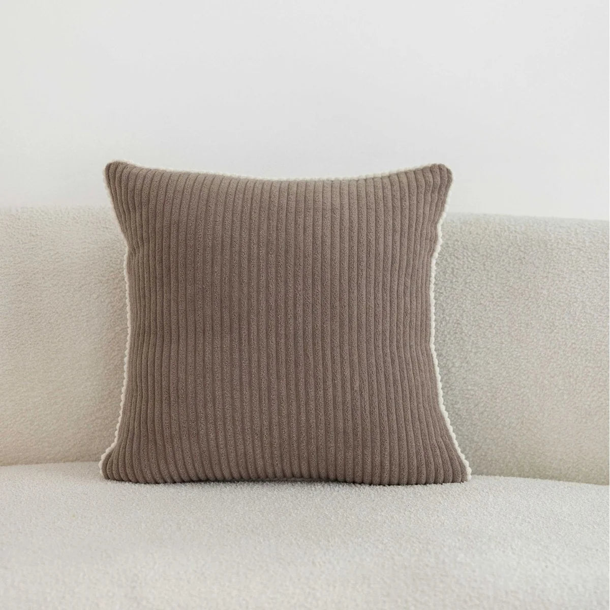 Throw Pillow Ribbed Corduroy Scalloped Edge Hidden Zipper