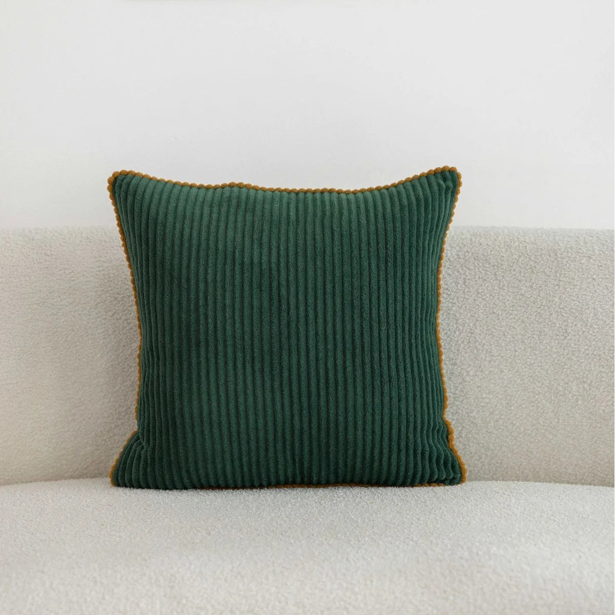 Throw Pillow Ribbed Corduroy Scalloped Edge Hidden Zipper