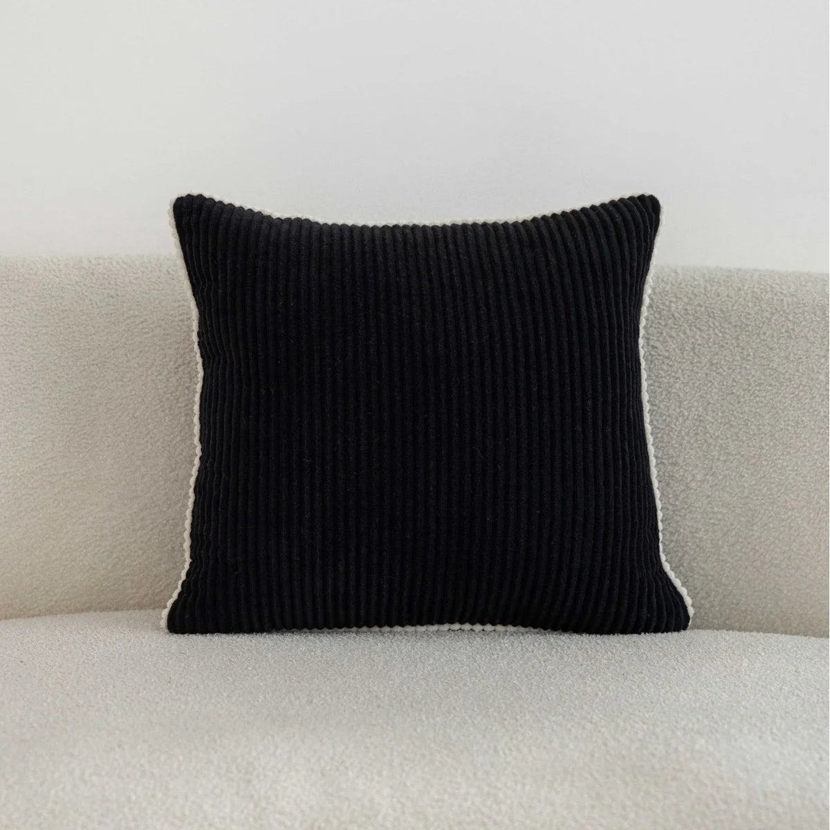 Throw Pillow Ribbed Corduroy Scalloped Edge Hidden Zipper