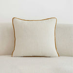 Throw Pillow Ribbed Corduroy Scalloped Edge Hidden Zipper