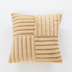 Throw Pillow Ribbed Grid Plush Faux Fur