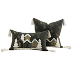 Throw Pillow Set Embroidered Snowy Village Faux-Shearling