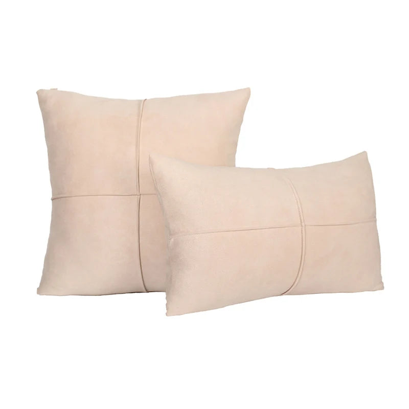 Throw Pillow Set Plush Suede-Look Cross-Seam & Removable Covers